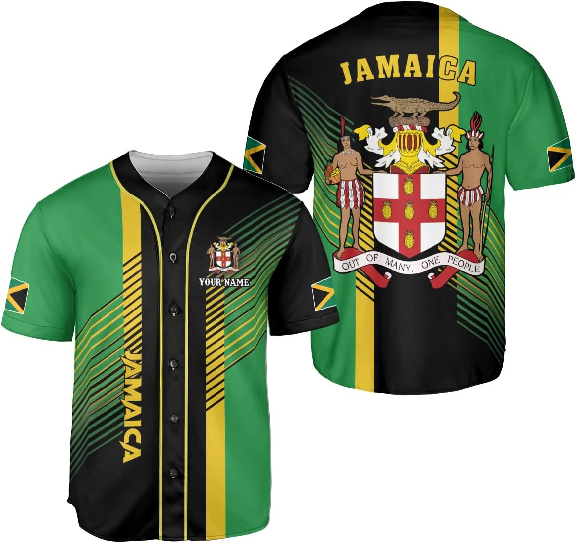Street Fashion Jersey - Personalisiertes Namens-Baseball-Shirt mit Jamaika-Designmuster, 3D-gedruckt, modisches