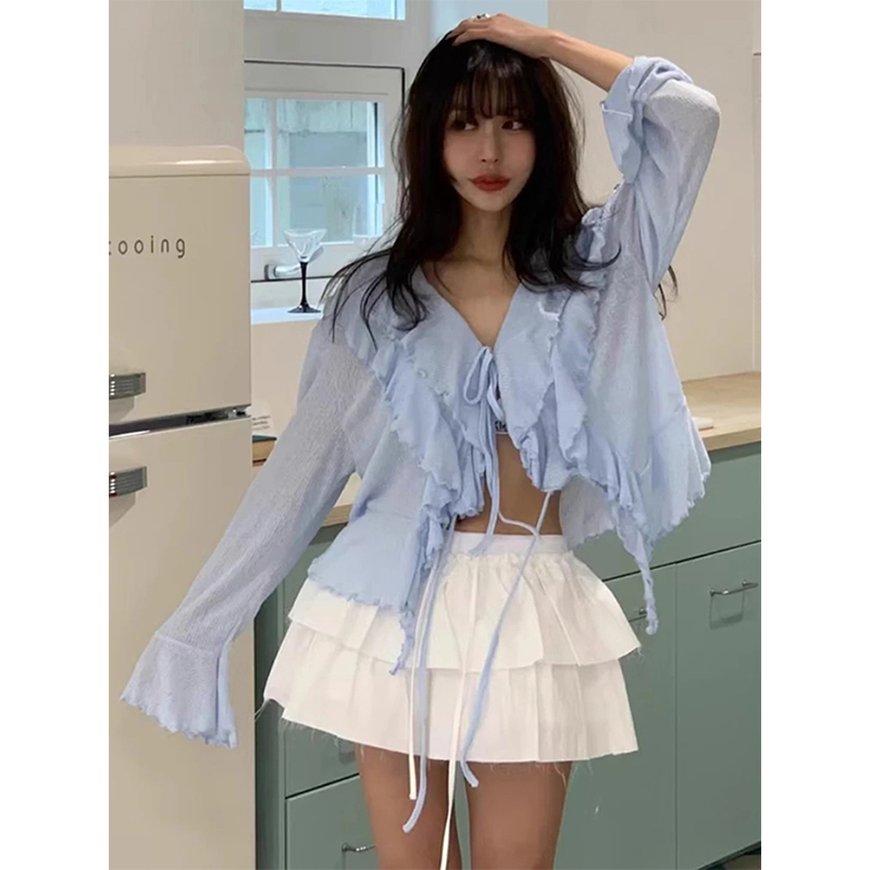 Street Fashion Korea - MEXZT Abgeschnitten Weiße Shirts Frauen Mode