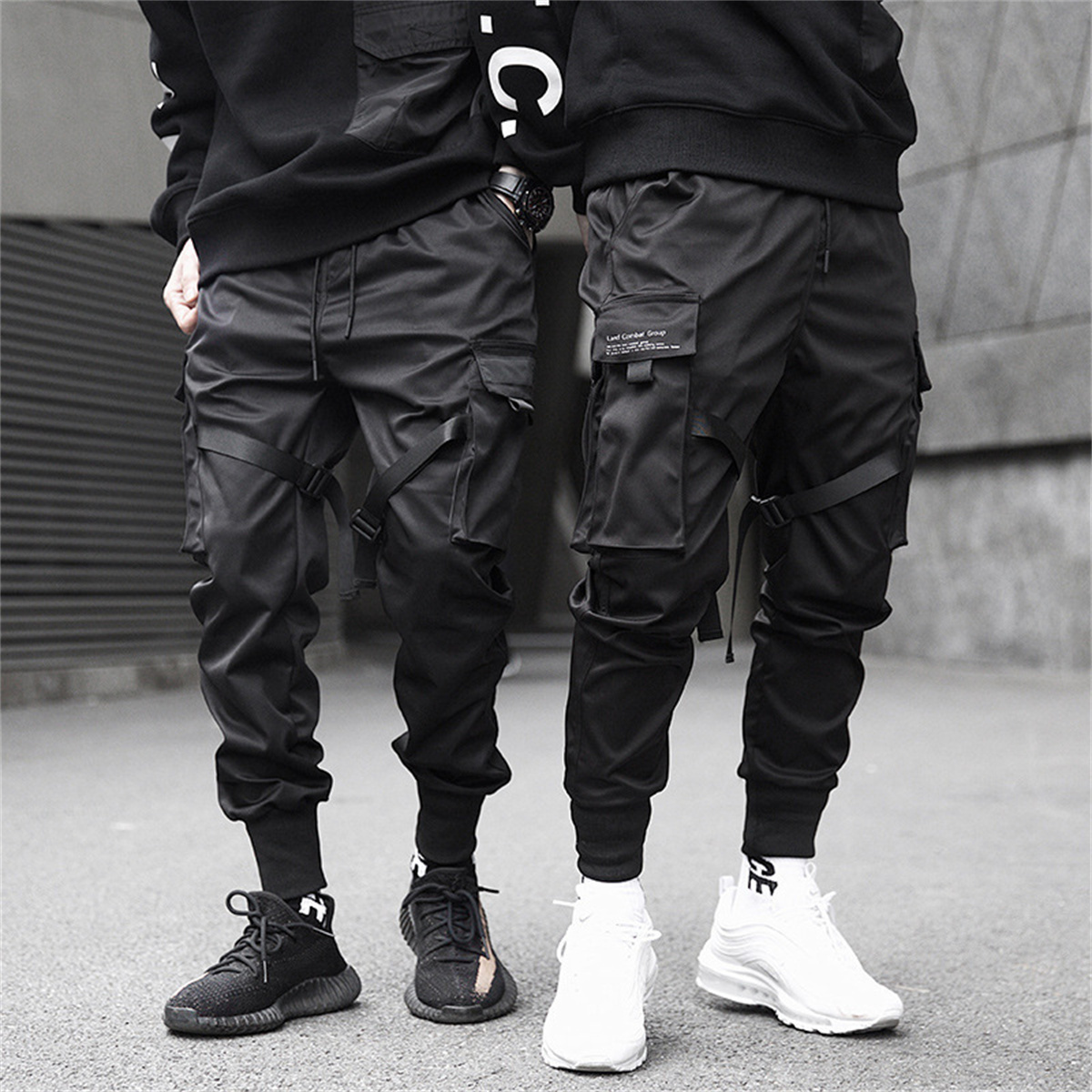 Street Fashion Korea - Schwarz Hip Hop Cargo Hosen Sommer
