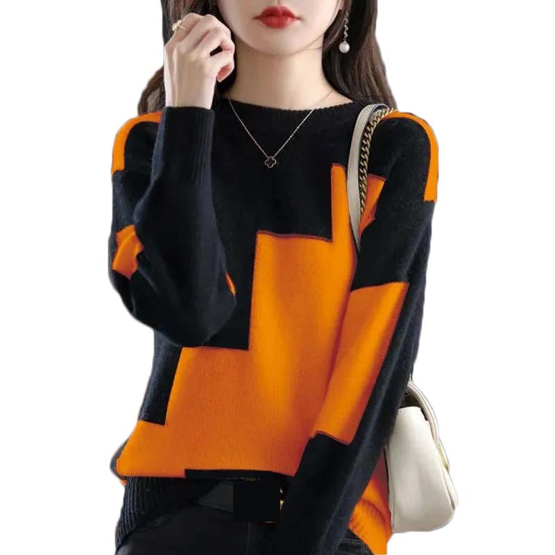 Street Fashion Korea - Mode Oansatz Verstärktes Gestrickte Farbe Pullover