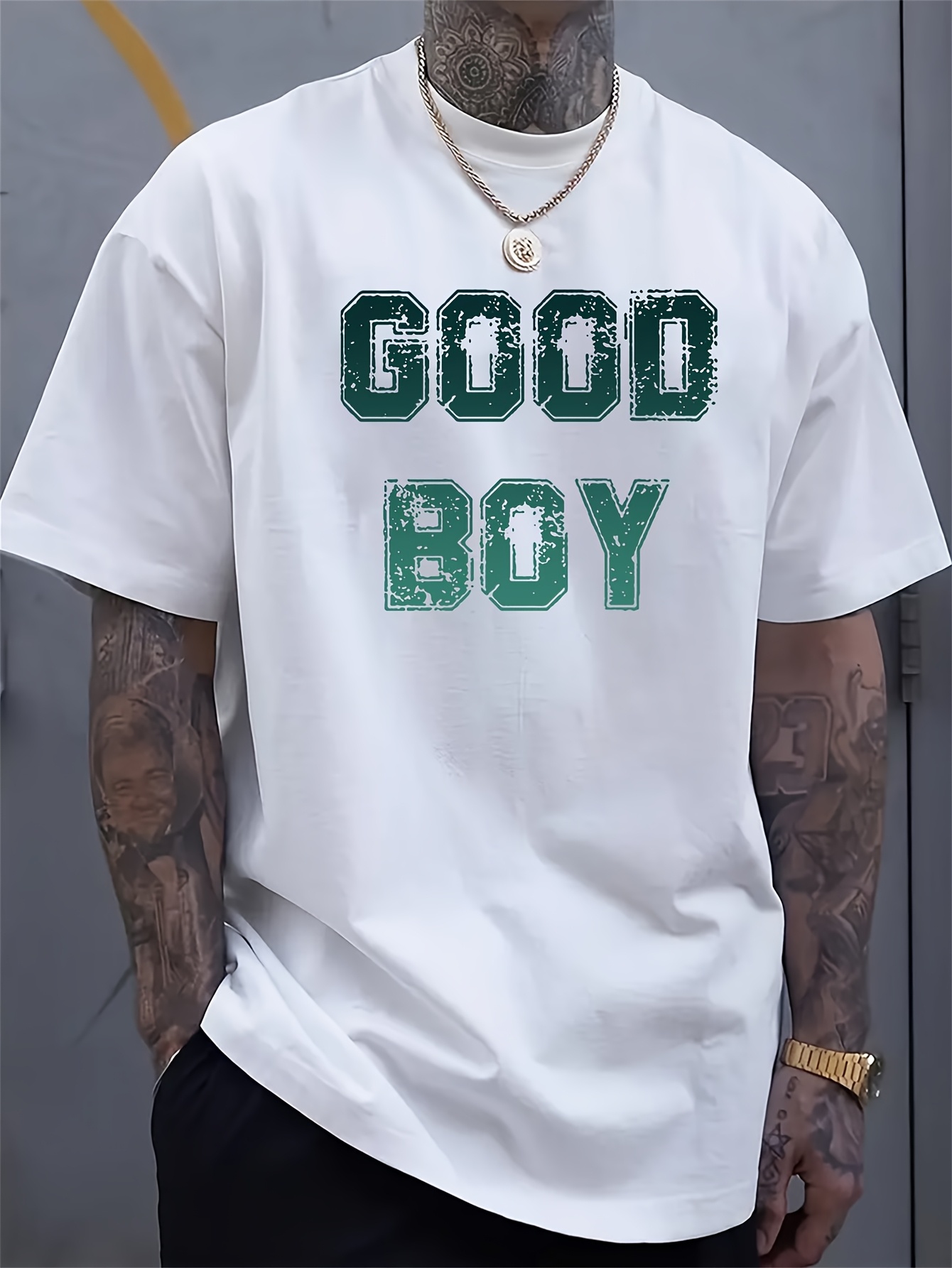 Street Fashion Urban - Herren-T-Shirt mit Aufdruck „Good Boy“, weißer