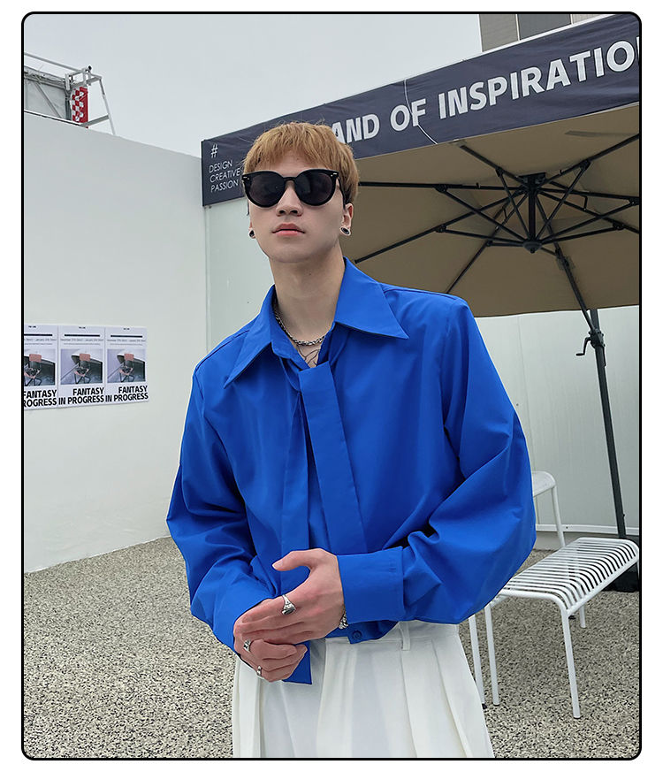 Street Fashion Hong Kong - Langarmhemd für Herren, koreanisches lockeres, kleines,