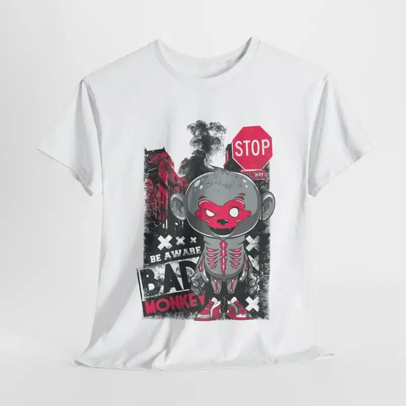 Street Fashion Urban - Stilvolles Urban Monkey Herren-T-Shirt mit Grunge-Art-Motiv,