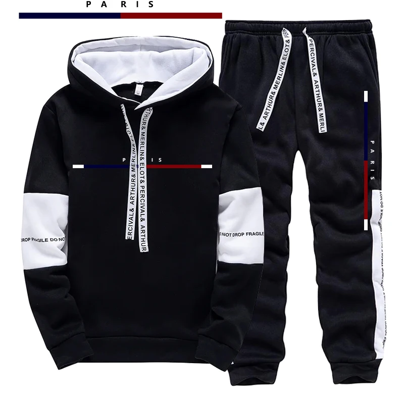 Street Fashion Outfit For Men - Paris Fashion Bedrucktes Herren-Set/Hoodie/Hose Herbst Täglicher