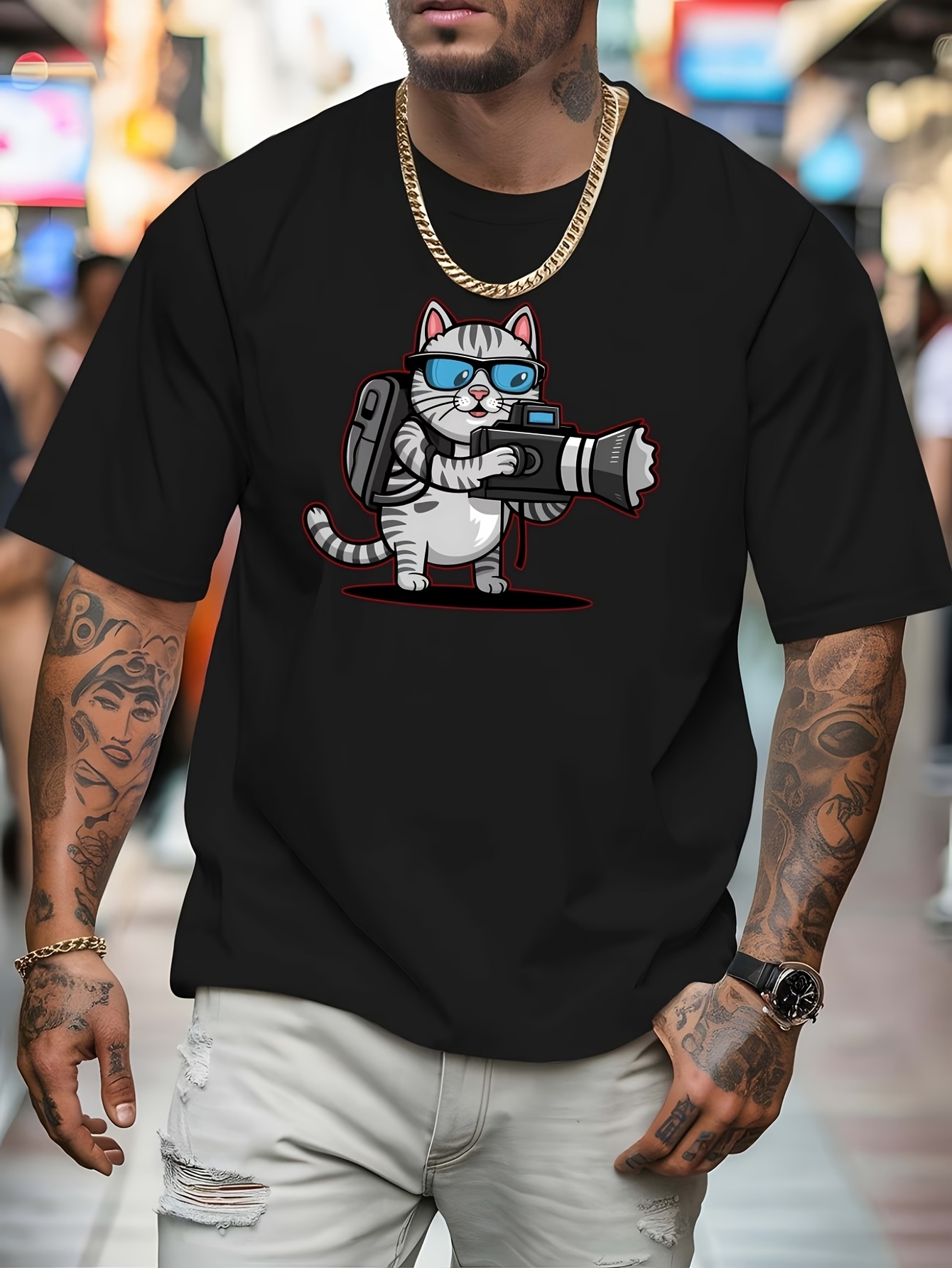Weißes Herren-T-Shirt mit Foto – Street Fashion Photographers Bewertung und Preis