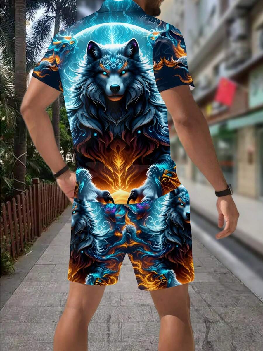 Herrenmode 3D-Wolf-Print Reißv – Street Fashion Outfit For Men Bewertung und Preis