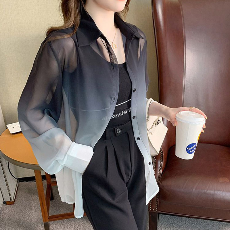Mode Farbverlauf Chiffon Hemd  – Street Fashion Korea Bewertung und Preis