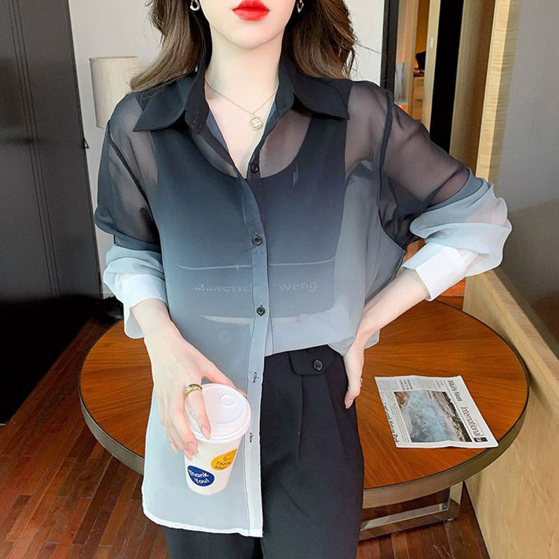 Mode Farbverlauf Chiffon Hemd  – Street Fashion Korea Bewertung und Preis