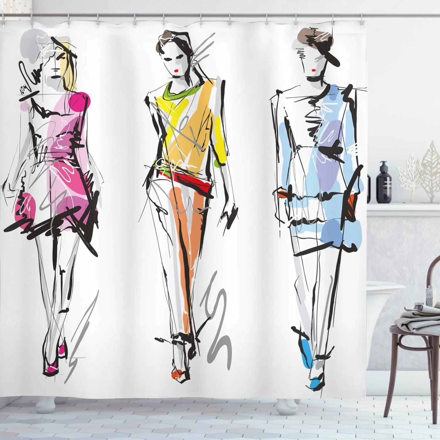 Modischer Duschvorhang mit Mot – Street Fashion Pose Bewertung und Preis