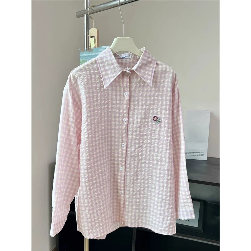 Stickerei-Blumen-Karo-Design-H – Street Fashion Korea Bewertung und Preis