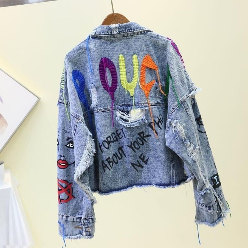 Trendige Graffiti-lässige Deni – Street Fashion Graffiti Bewertung und Preis