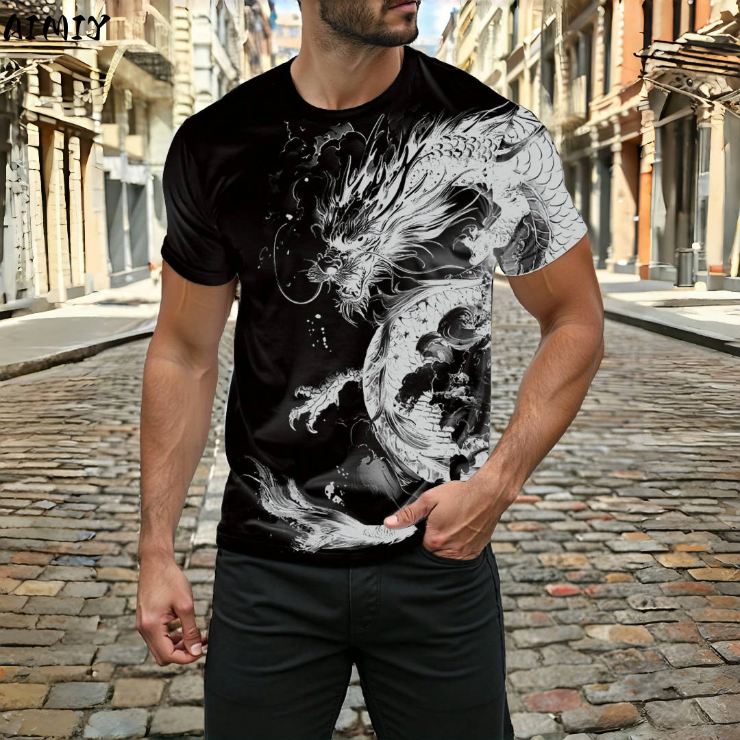 3D-Drachen-Druck Herren-T-Shir – Street Fashion Urban Bewertung und Preis