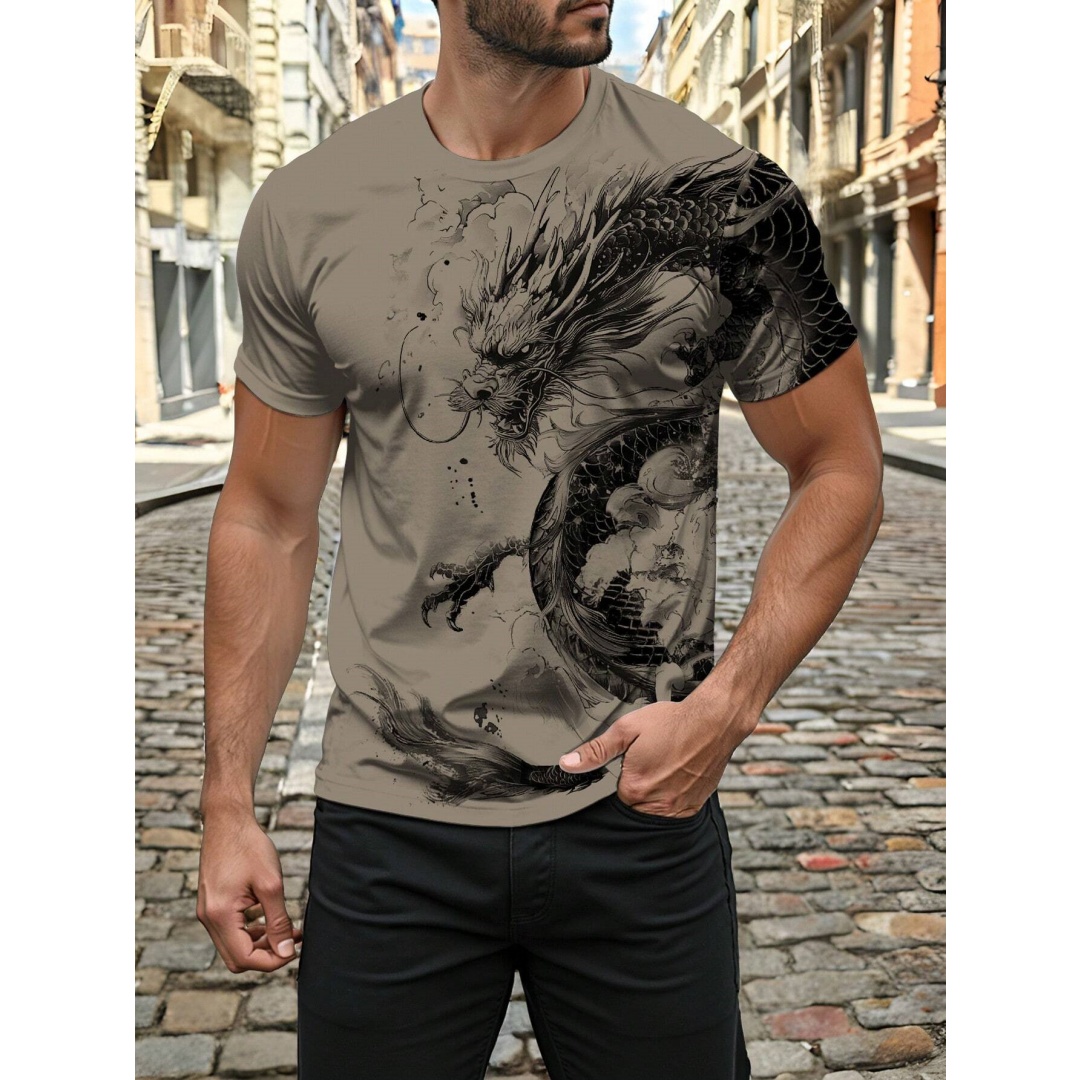 3D-Drachen-Druck Herren-T-Shir – Street Fashion Urban Bewertung und Preis