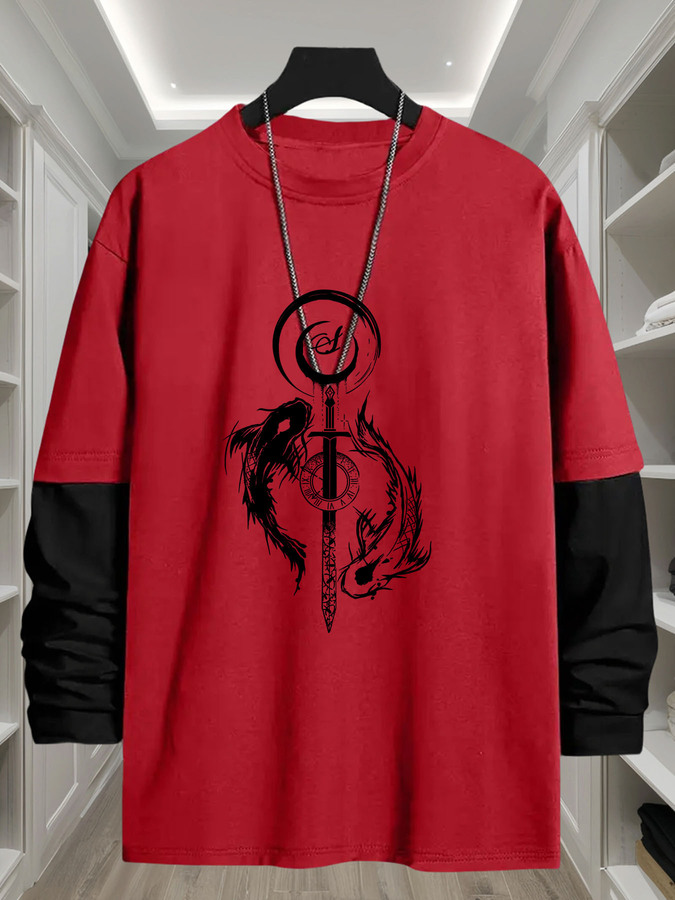J1417 Yin-Yang Fisch-Print 2-i – Street Fashion Look Bewertung und Preis