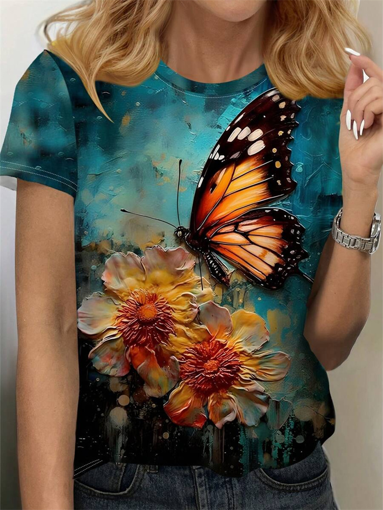 Damen-T-Shirt mit Schmetterlin – Street Fashion Urban Bewertung und Preis