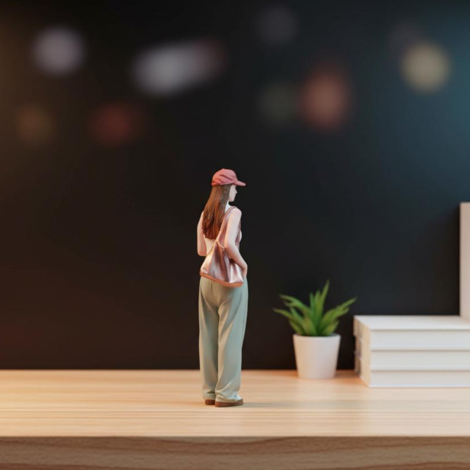 Mädchenfigur mit Kaffee, Farbe – Street Fashion Pose Bewertung und Preis